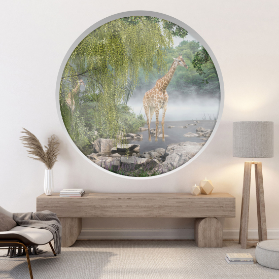 Adesivo Murale - Illusione ottica - Arco rotondo - Giraffe