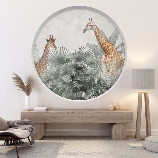 Adesivo Murale - Illusione ottica - Arco rotondo - Giraffe
