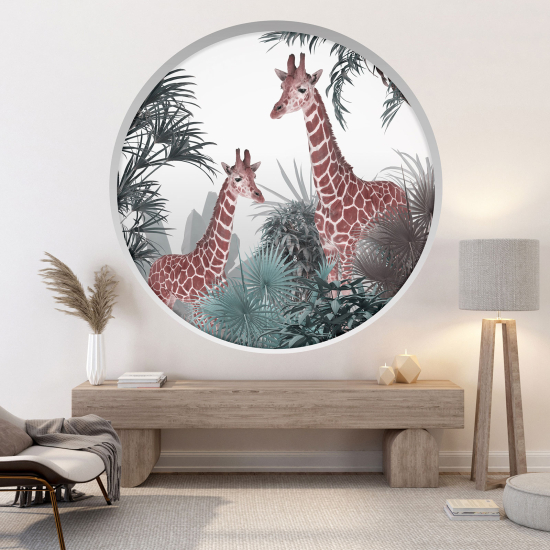 Adesivo Murale - Illusione ottica - Arco rotondo - Giraffe