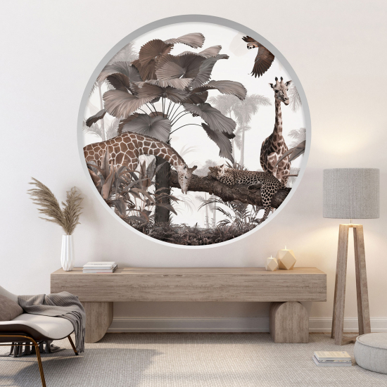 Adesivo Murale - Illusione ottica - Arco rotondo - Giraffe