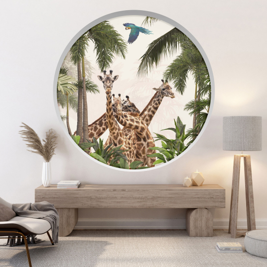 Adesivo Murale - Illusione ottica - Arco rotondo - Giraffe