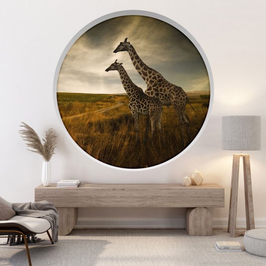 Adesivo Murale - Illusione ottica - Arco rotondo - Giraffe