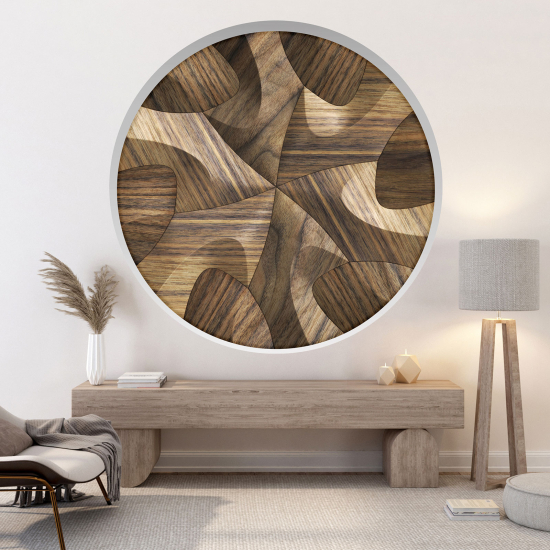 Adesivo Murale - Illusione ottica - Arco rotondo - Legno Design