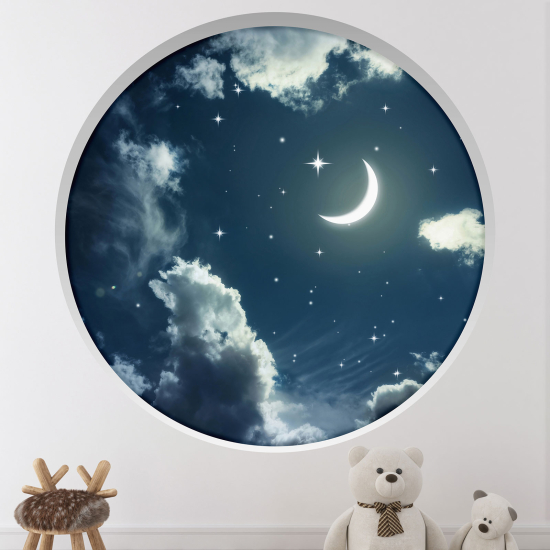 Adesivo Murale - Illusione ottica - Arco rotondo - Luna cielo stellato