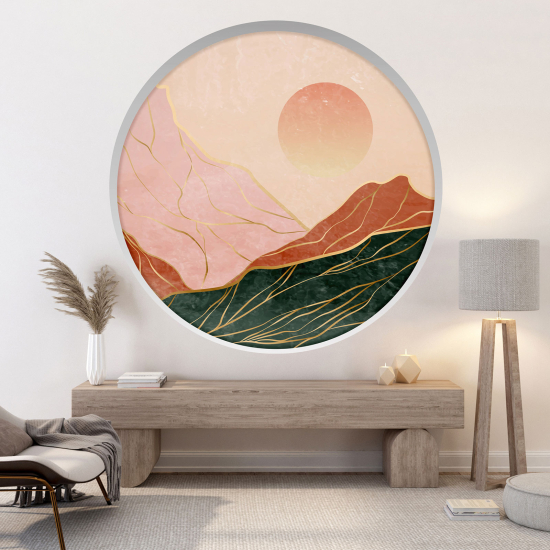 Adesivo Murale - Illusione ottica - Arco rotondo - Paesaggio Boho