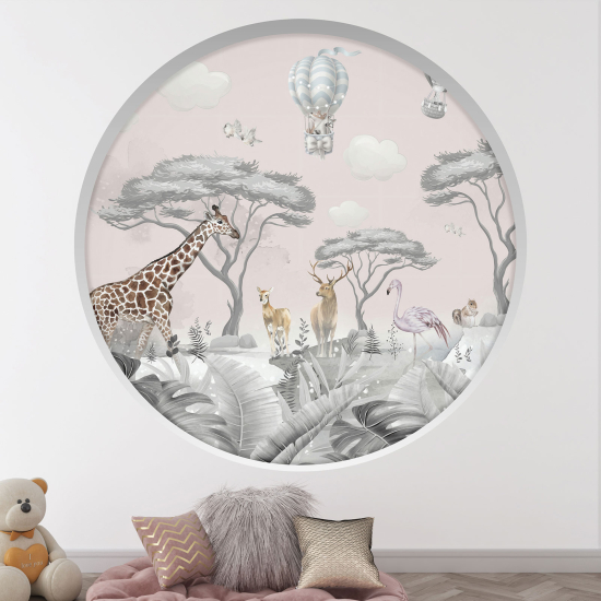 Adesivo Murale - Illusione ottica - Arco rotondo per Bambini - Animali