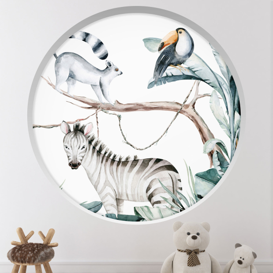 Adesivo Murale - Illusione ottica - Arco rotondo per Bambini - Animali
