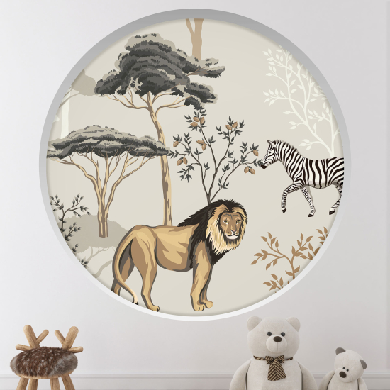 Adesivo Murale - Illusione ottica - Arco rotondo per Bambini - Animali