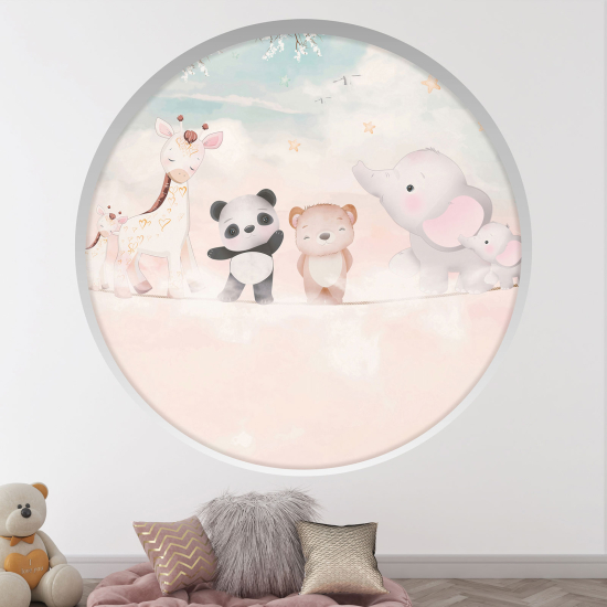 Adesivo Murale - Illusione ottica - Arco rotondo per Bambini - Animali