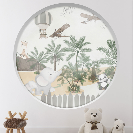 Adesivo Murale - Illusione ottica - Arco rotondo per Bambini - Animali