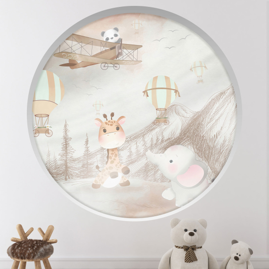 Adesivo Murale - Illusione ottica - Arco rotondo per Bambini - Animali