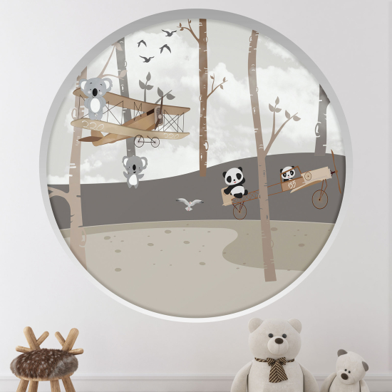 Adesivo Murale - Illusione ottica - Arco rotondo per Bambini - Animali aerei