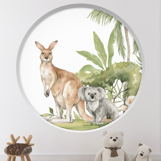 Adesivo Murale - Illusione ottica - Arco rotondo per Bambini - Animali dell'Australia
