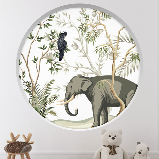 Adesivo Murale - Illusione ottica - Arco rotondo per Bambini - Animali della giungla