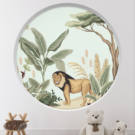 Adesivo Murale - Illusione ottica - Arco rotondo per Bambini - Animali della giungla