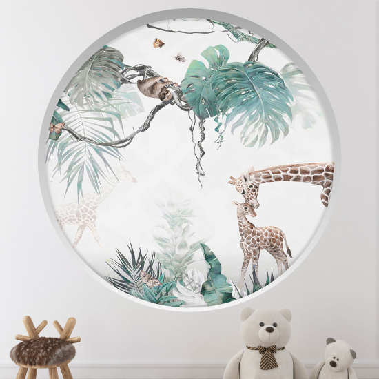 Adesivo Murale - Illusione ottica - Arco rotondo per Bambini - Animali della giungla