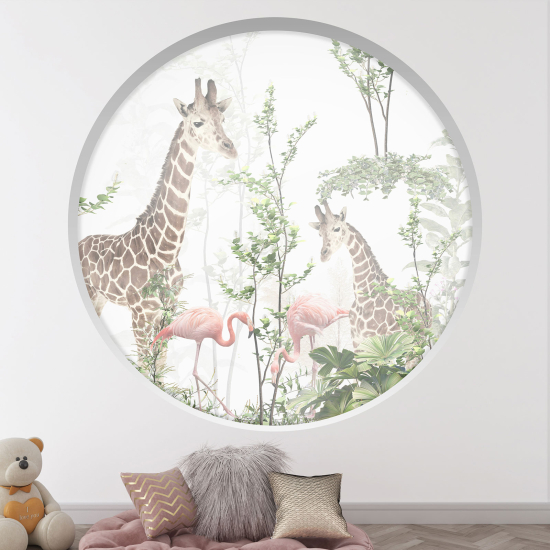 Adesivo Murale - Illusione ottica - Arco rotondo per Bambini - Animali della giungla