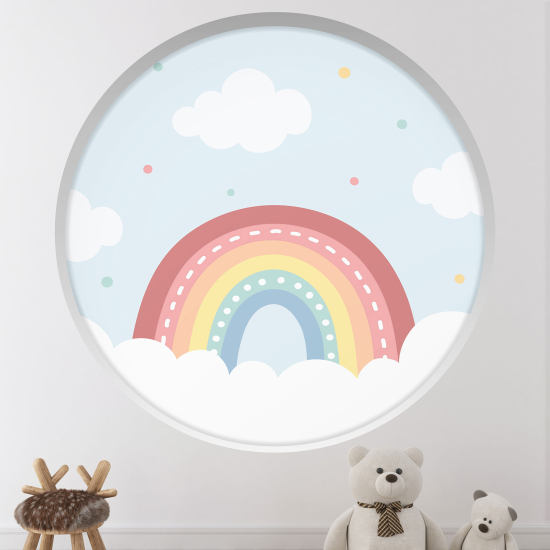 Adesivo Murale - Illusione ottica - Arco rotondo per Bambini - Arcobaleno