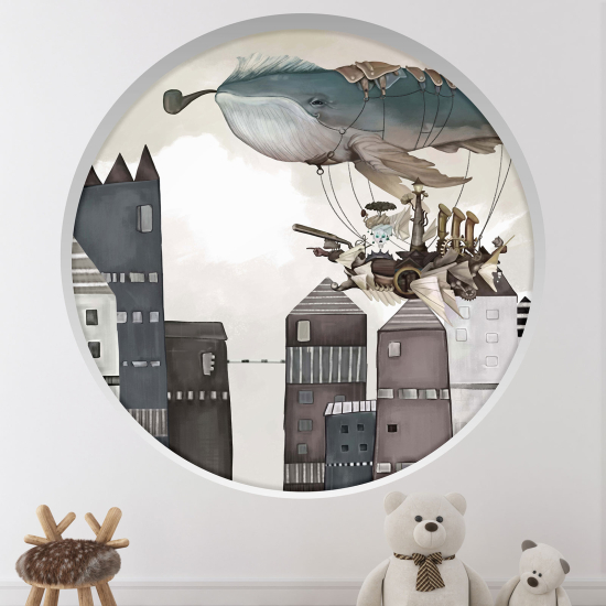 Adesivo Murale - Illusione ottica - Arco rotondo per Bambini - Balena