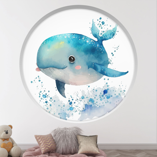 Adesivo Murale - Illusione ottica - Arco rotondo per Bambini - Balena