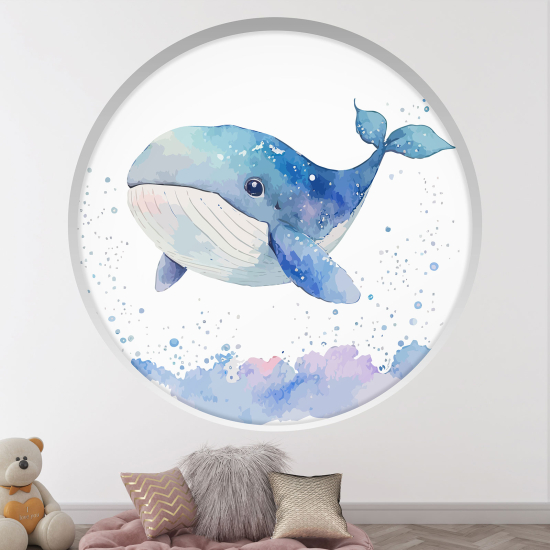 Adesivo Murale - Illusione ottica - Arco rotondo per Bambini - Balena