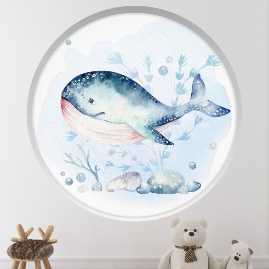Adesivo Murale - Illusione ottica - Arco rotondo per Bambini - Balena