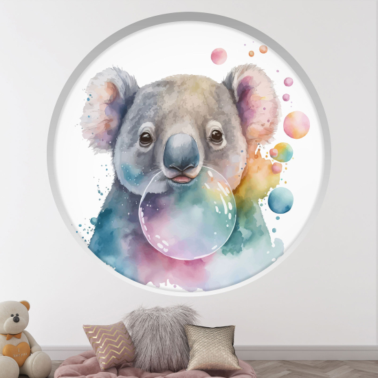 Adesivo Murale - Illusione ottica - Arco rotondo per Bambini - Bolla di koala