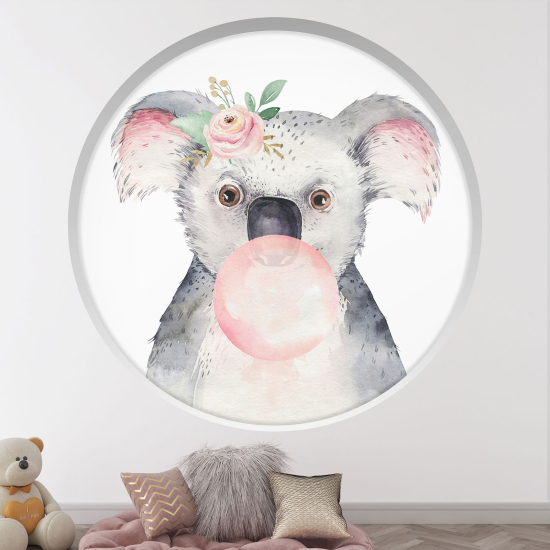 Adesivo Murale - Illusione ottica - Arco rotondo per Bambini - Bolla di koala