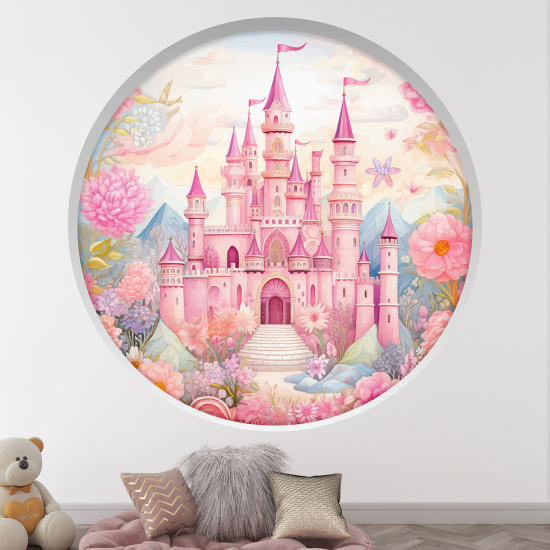 Adesivo Murale - Illusione ottica - Arco rotondo per Bambini - Castello principessa