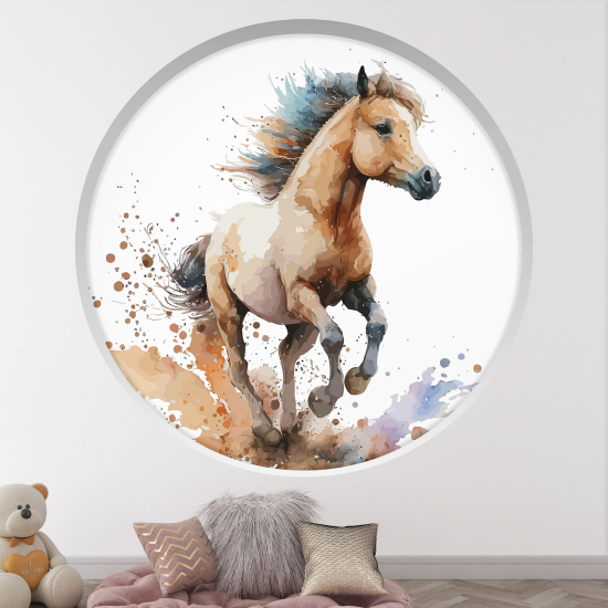 Adesivo Murale - Illusione ottica - Arco rotondo per Bambini - Cavallo