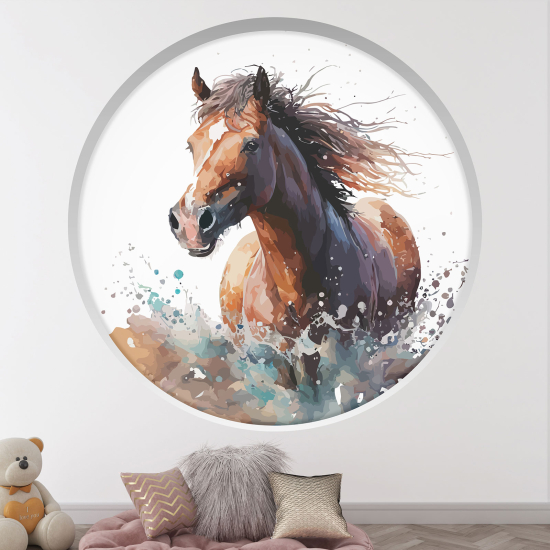 Adesivo Murale - Illusione ottica - Arco rotondo per Bambini - Cavallo