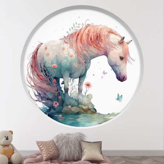 Adesivo Murale - Illusione ottica - Arco rotondo per Bambini - Cavallo