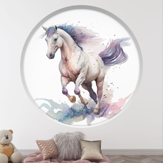 Adesivo Murale - Illusione ottica - Arco rotondo per Bambini - Cavallo
