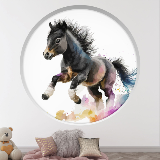 Adesivo Murale - Illusione ottica - Arco rotondo per Bambini - Cavallo