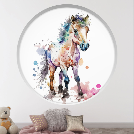Adesivo Murale - Illusione ottica - Arco rotondo per Bambini - Cavallo
