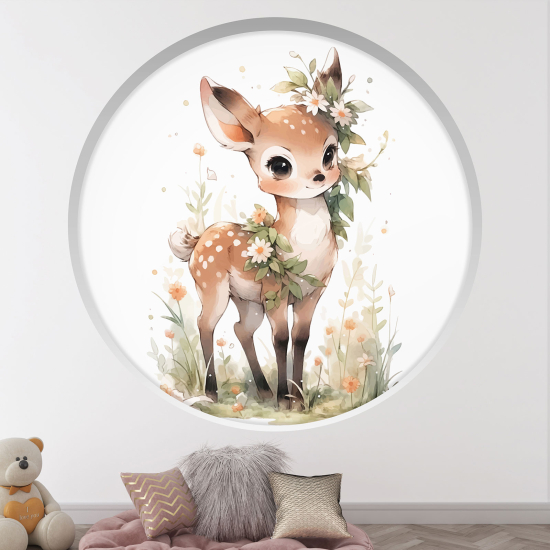 Adesivo Murale - Illusione ottica - Arco rotondo per Bambini - Cerbiatto