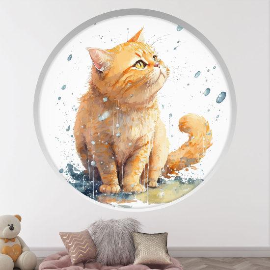 Adesivo Murale - Illusione ottica - Arco rotondo per Bambini - Chat