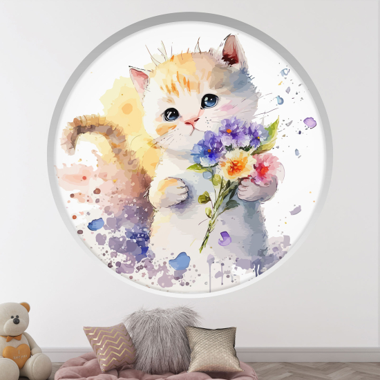 Adesivo Murale - Illusione ottica - Arco rotondo per Bambini - Chat