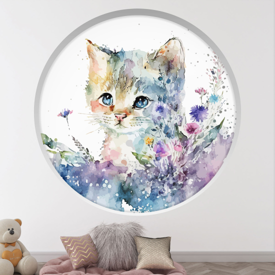Adesivo Murale - Illusione ottica - Arco rotondo per Bambini - Chat