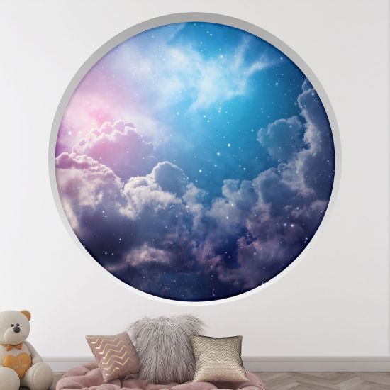Adesivo Murale - Illusione ottica - Arco rotondo per Bambini - Cielo nuvoloso