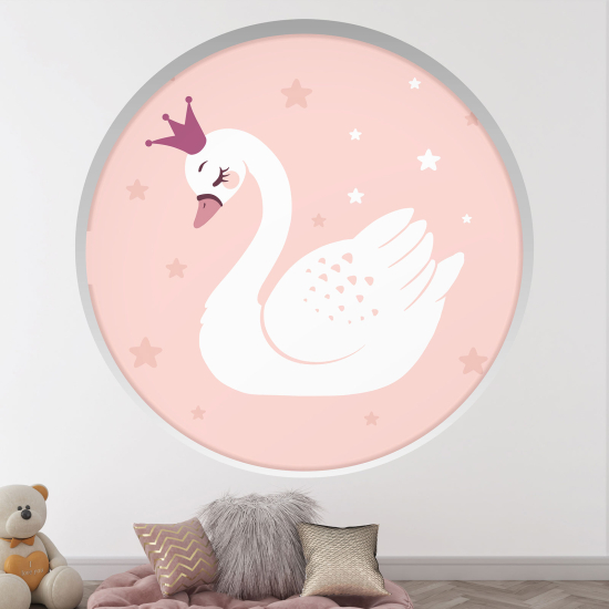 Adesivo Murale - Illusione ottica - Arco rotondo per Bambini - Cigno