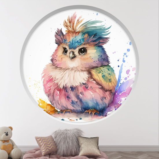 Adesivo Murale - Illusione ottica - Arco rotondo per Bambini - Civetta