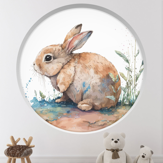Adesivo Murale - Illusione ottica - Arco rotondo per Bambini - Coniglio