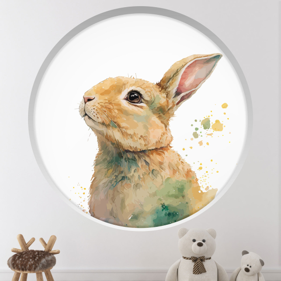 Adesivo Murale - Illusione ottica - Arco rotondo per Bambini - Coniglio