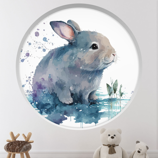 Adesivo Murale - Illusione ottica - Arco rotondo per Bambini - Coniglio