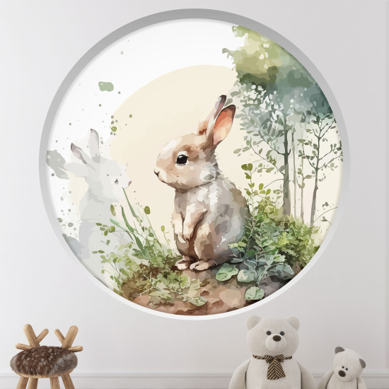 Adesivo Murale - Illusione ottica - Arco rotondo per Bambini - Coniglio