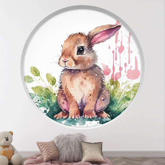 Adesivo Murale - Illusione ottica - Arco rotondo per Bambini - Coniglio