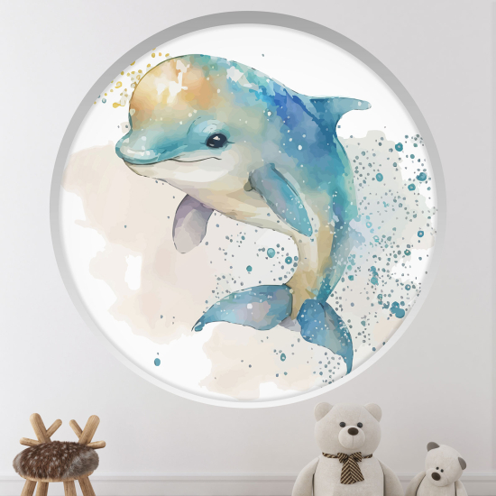 Adesivo Murale - Illusione ottica - Arco rotondo per Bambini - Delfino