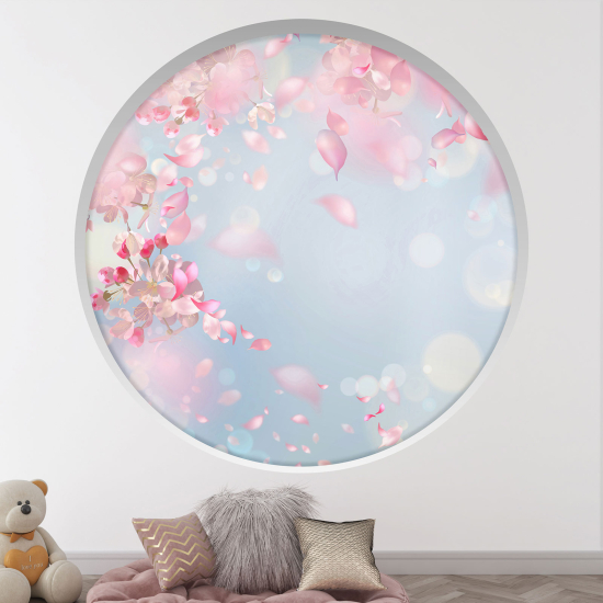 Adesivo Murale - Illusione ottica - Arco rotondo per Bambini - Fiori