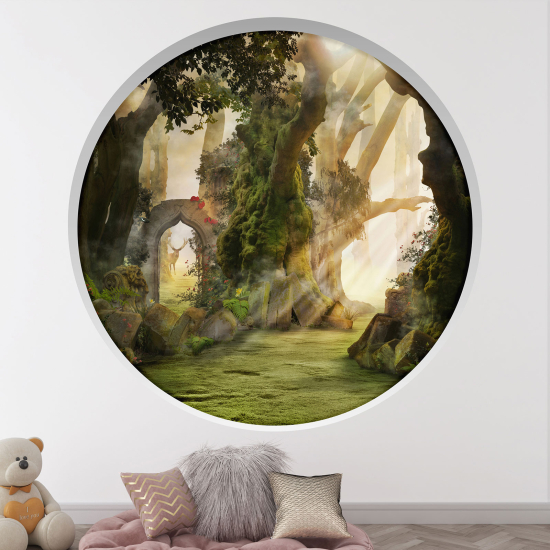 Adesivo Murale - Illusione ottica - Arco rotondo per Bambini - Foresta